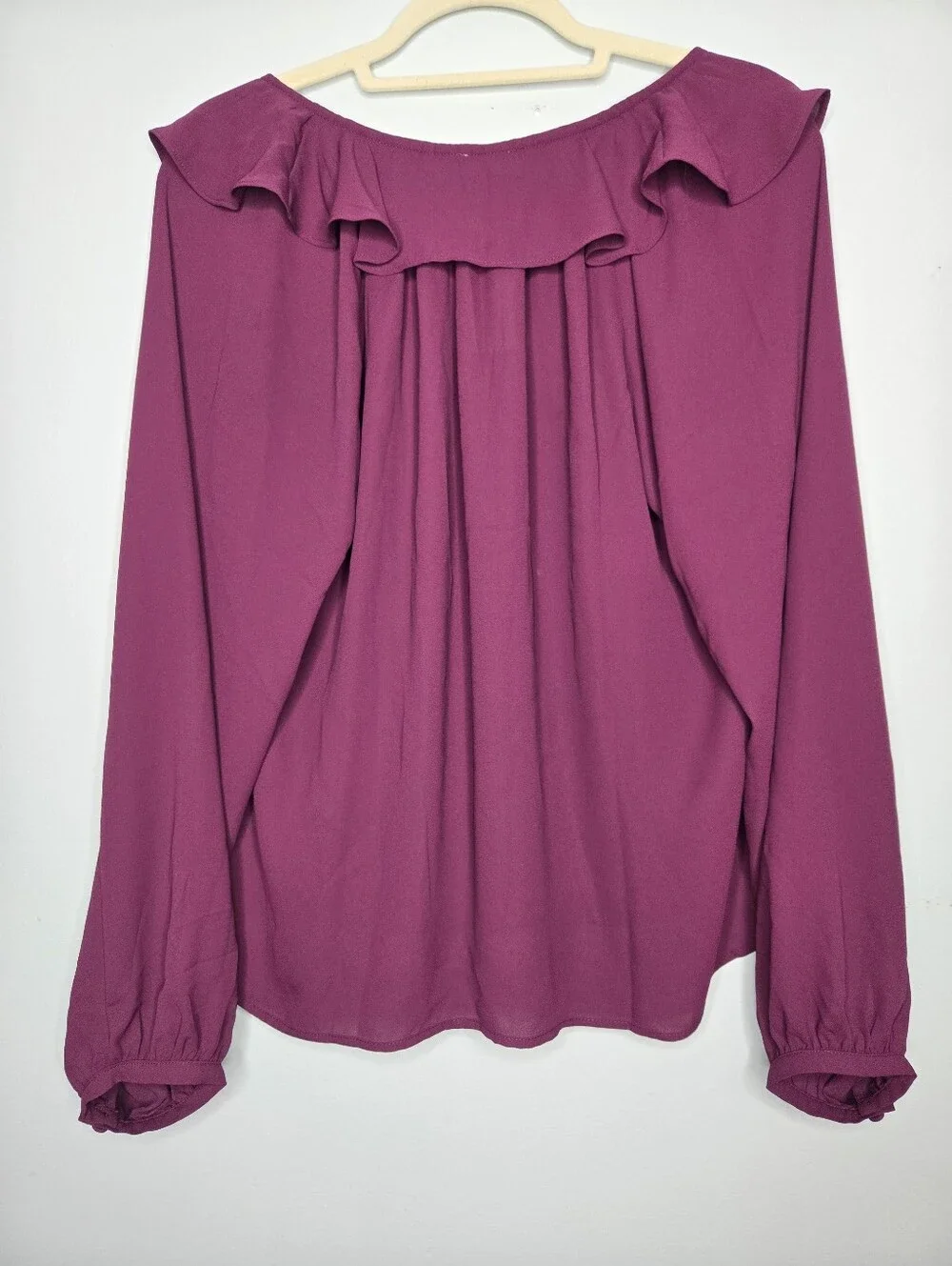 J Crew Iris Purple Long Sleeve Ruffle Tie-Front Blouse XL NWT
